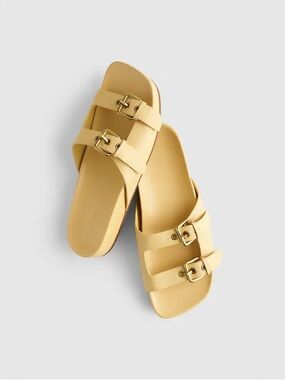 Madewell Double-Buckle Sandal in Yellow Clay Leather